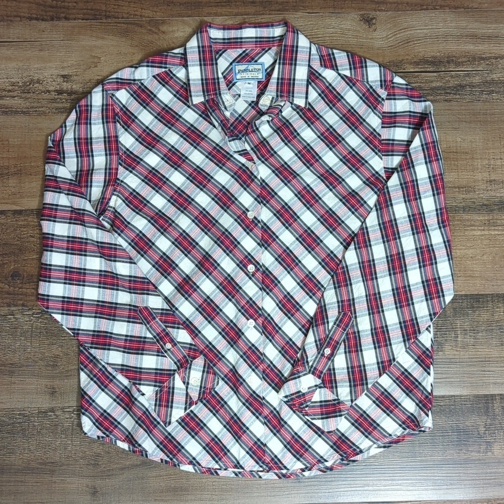 Vintage Pendleton Originals Plaid Flannel Shirt Size Medium in Red/White/Black